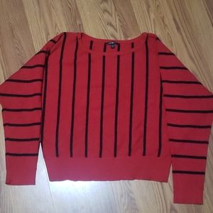 Womens Red Striped Express XL Dolman sweater top